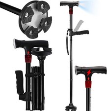 Walking Cane for Men Women with Alarm, LED Light and Foldable Handle, Foldable