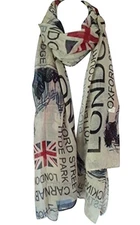 Union Jack Scarf London Souvenir Gift Soft and Oversize Fashion Scarf Beige