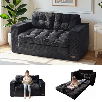 Convertible Sofa Bed, Pull Out Loveseat Sleeper Sofa, 2 in 1 Folding Couch Be...