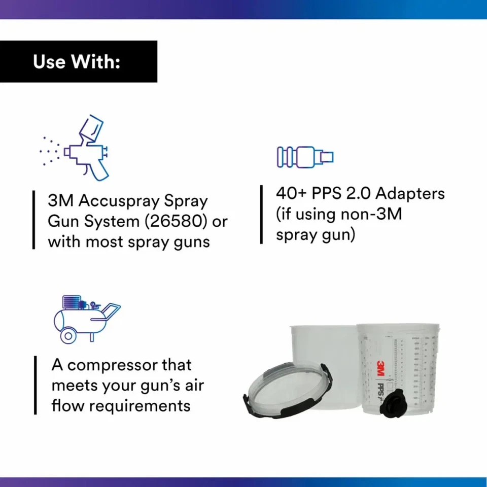 3M 26000 PPS Series 2.0 Spray Cup System Kit, 22 fl oz,650 mL, 200 Micron Filter - Image 4 of 4