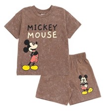 DISNEY MICKEY MOUSE VINTAGE WASH DROP SHOULDER T-SHIRT SHORT SET - SIZE 3T