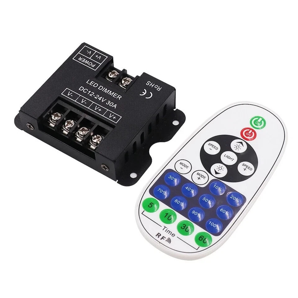DC12-24V LED Dimmer 30A 360W Single Color Dimmer Switch With 23-Keys RF Remote - Image 2 of 4
