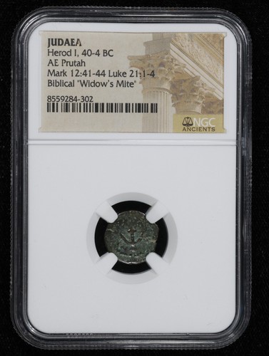 Herod I AE Widow's Mite Prutah Governors Of Judaea 40-4 BC • NGC Genuine