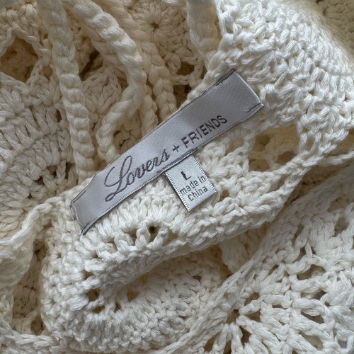 Lovers + Friends Crochet Open Knit Sleeveless Cover Up Swim Dress Off White - Picture 3 of 8