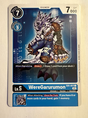 digimon weregarurumon card EX1-017 C - Game [Japanese TCG] return 1 of your opponents level 4 or lower Digimon to its owners hand. Weregarurumon Digimon Card Credit Card