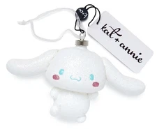 Cinnamoroll Glass Ornament Figure 5" Kat & Annie White Glitter Sanrio🆕️🎄