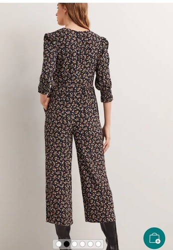 Boden Printed Smocked Jumpsuit Bodice Black Floral UK 14 - Picture 13 of 13