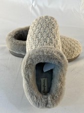 Dearfoams Women's Hannah Festive Knit Clog Slippers Large 5-6S With Faux Fur