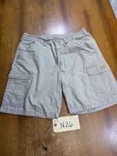 Wrangler Men  s Relaxed Fit Cargo Shorts Khaki Cotton Blend Size 36 Work Outdoor