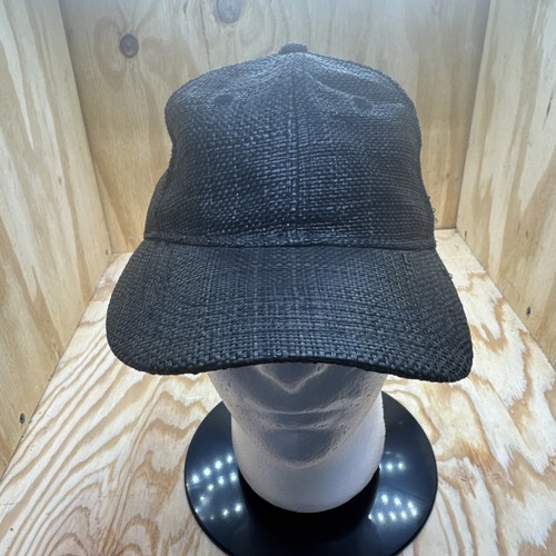 Anthropologie Raffia Stroh Baseballkappe schwarz verstellbar Damen strukturiert Mütze "
