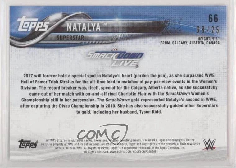 2018 Topps WWE Silver /25 Natalya #66 - Image 2 of 2