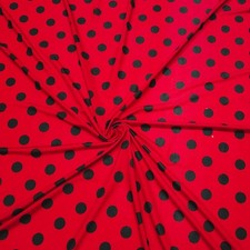 Red Polka Dot Poly Spandex Fabric - Design Spandex Fabric 4 Way Stretch By Yard