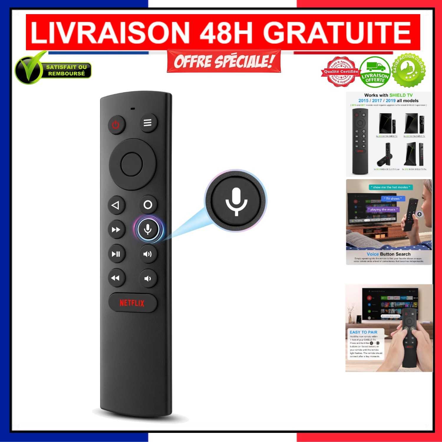 Télécommande P3700-vc pour NVIDIA Shield TV contrôle simultané 2 appareils