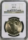 1923 $1 Peace Silver Dollar  NGC MS 63