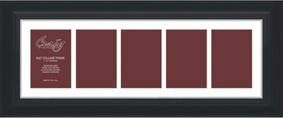21834700BK 9 by 27-Inch Black Picture Frame, Single White Collage Mat with 5-5 b