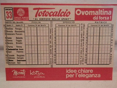 Schedina totocalcio a altri oggetti da calcio da collezione | Acquisti Online su
