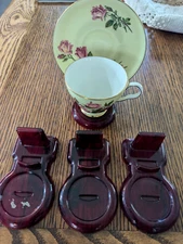 4 Endicott-Seymour 405 Hold-Rite 405 Dark Brown Plastic Cup Saucer Holders