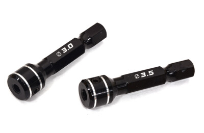 Alloy Machined 1/4 Inch Drive Hex Adapters, Holds Tips 3mm & 3.5mm Bits