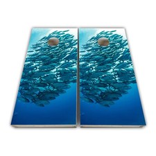 Bigeye Trevally Fish Cornhole Board Wraps Skins Vinyl Laminated HIGH QUALITY 