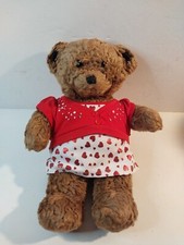 Build a Bear Brown Bear w/ Red Pink Heart Sparkle Valentine's Shirt, Skirt