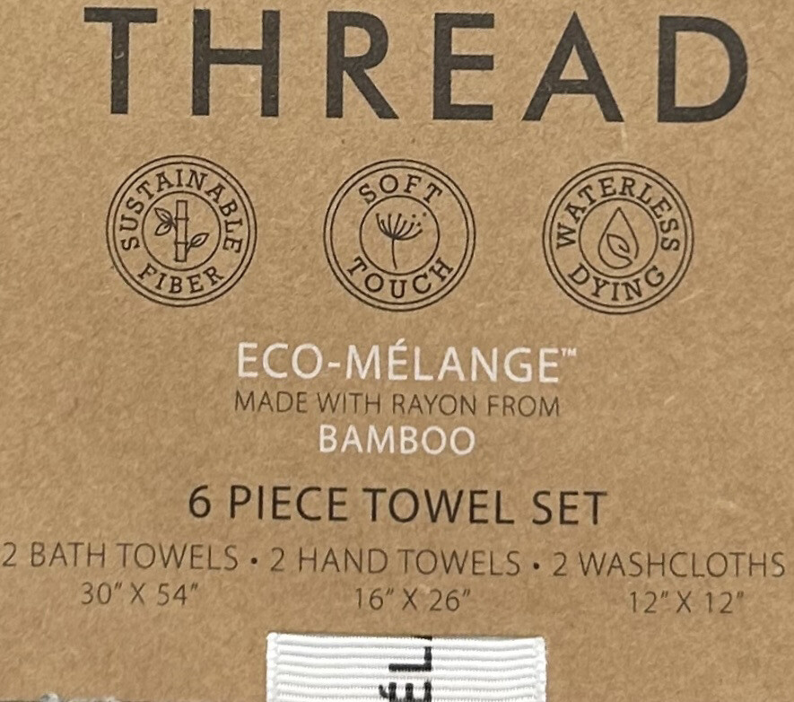 Common Thread 6 piece Gray Bath Towel Set NEW eBay