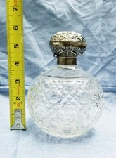 Antique Sterling Silver Large Cut Glass Perfume Bottle. Birmingham 1911.
