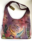 Anushka NWT Koi Fish leather Handbag Shoulder Hand-Painted  umbrella pocket