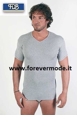 6 Mens FDB Short Sleeve V Neck Cotton Jersey Slim Fit T-Shirts Art 56 V