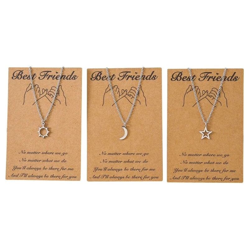 3Pcs for Sun and Moon Star Pendant Dainty Necklaces Stainless