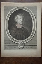 JEAN DE LAUNOY (1603-1678) PORTRAIT ENGRAVING 18th century, born in Au VALDECIE COTENTIN