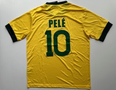 Pele #10 Brazil Soccer Yellow Retro Jersey Men Size XL US Seller Free  Shipping