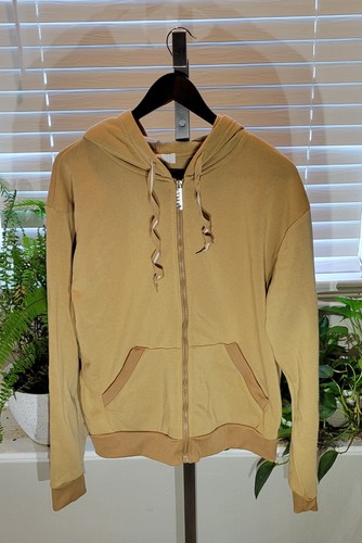 Thrill Mustard Yellow White Striped Zip Up Jacket Hooded Ladies Size 1X - Picture 1 of 3