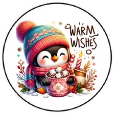 WARM WISHES CHRISTMAS PENGUIN ENVELOPE SEALS LABELS STICKERS PARTY FAVORS