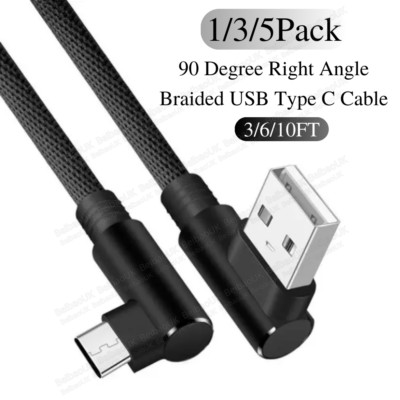 USB C Type To USB Sync Charger Cable Fast Charging 90° Degree For Samsung S10 S9