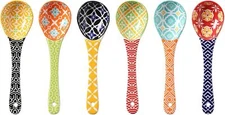 Ceramic Small Serving Spoons, Colorful Soup Spoon Set for Cereal, Yogurt, Dips