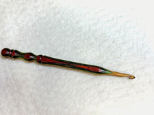 Hand carved Beautiful DESERT CAMO Wood YARN CROCHET HOOK size G