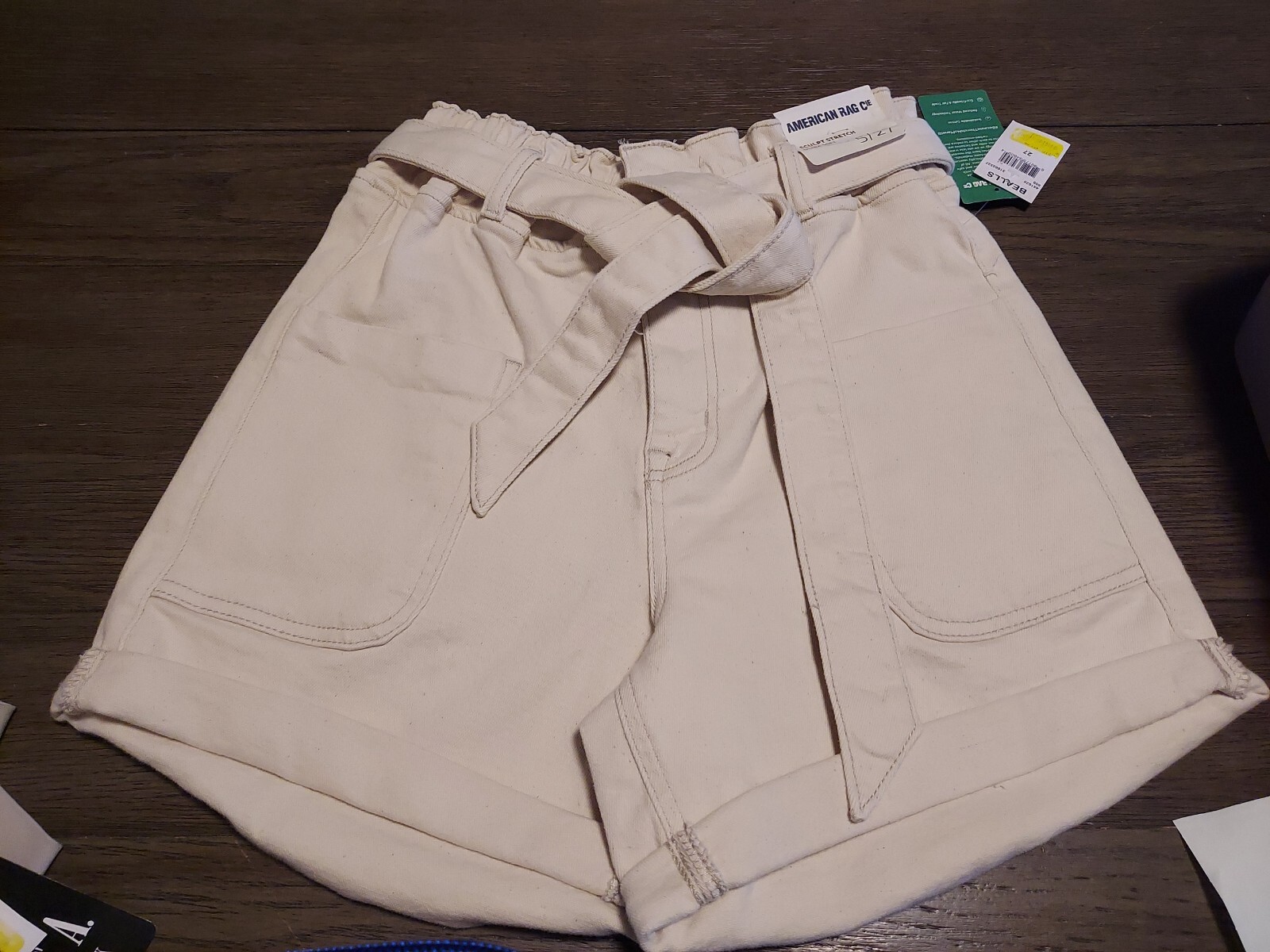 NEW  American Rag Jean Shorts Womens Size 5/27 Bermuda Cuffed HIGH WAIST BELT