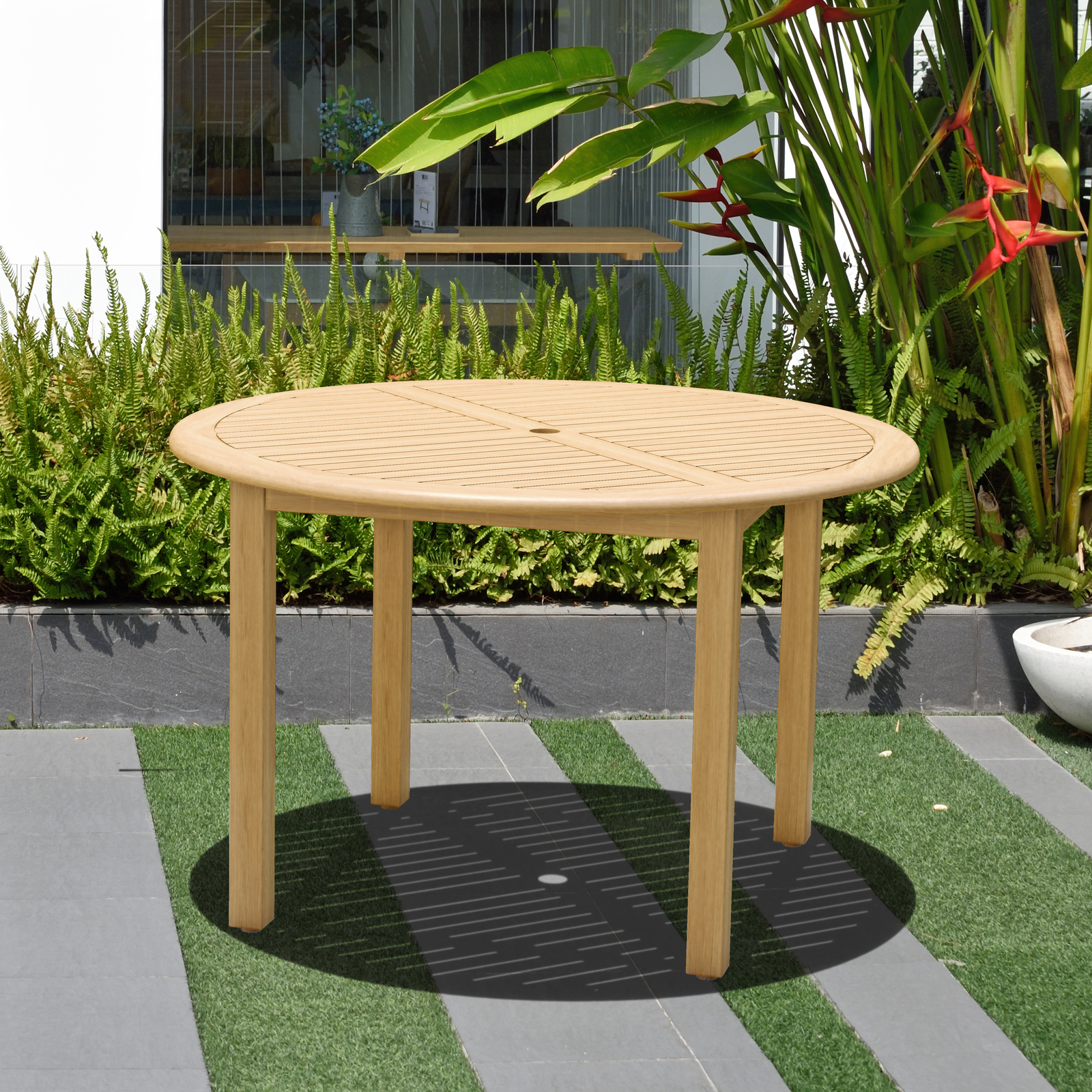 Amazonia Baye 5Piece Outdoor Dining Set Teak Finish Black Chairs