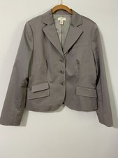 Ann Taylor Loft Gray Blazer Jacket Size 12 Career Wear-fully lined