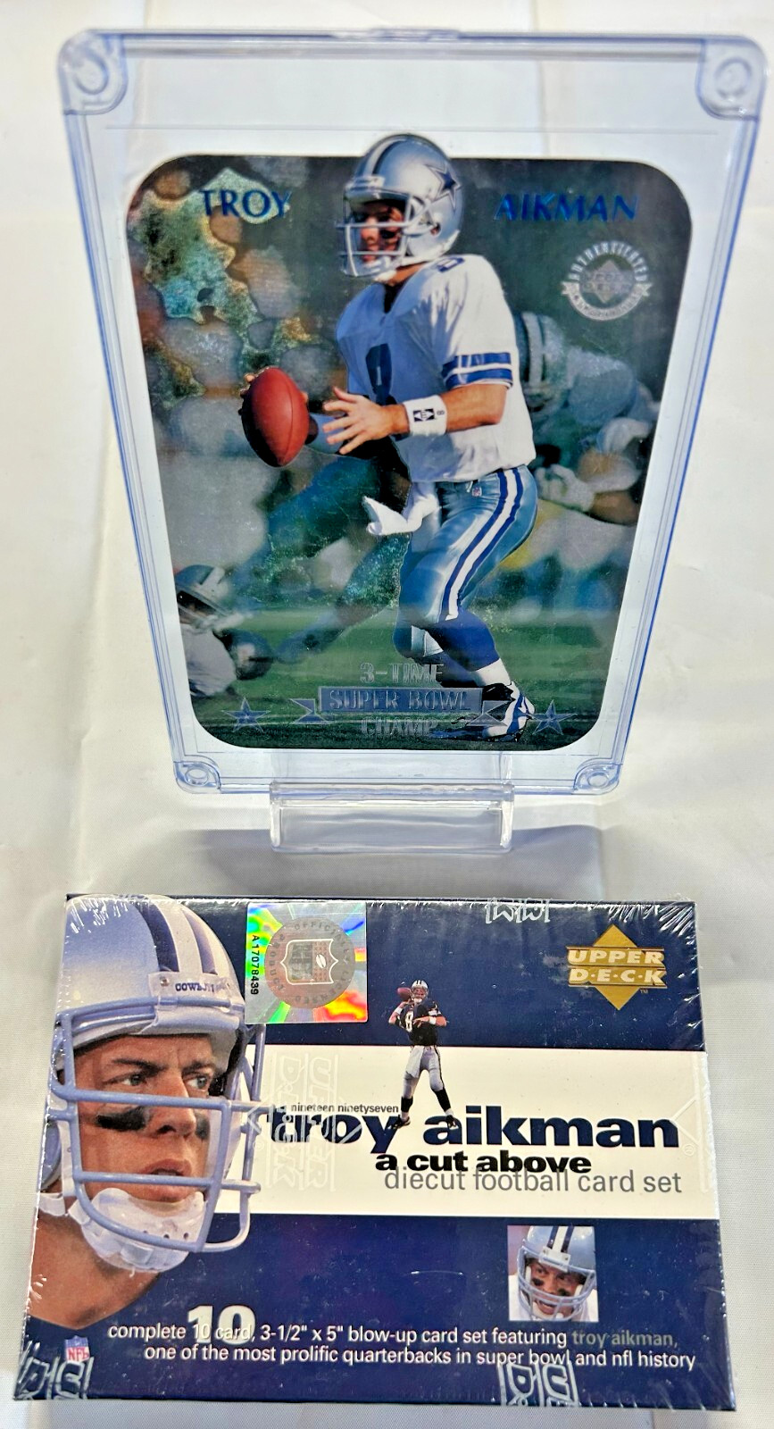 1997 Troy Aikman Upper Deck Authenticated 3-D Lenticular Card A Cut Above Set Ne