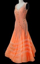 B8716 women ballroom Waltz Tango standard dress UK10 US 8 orange sleeveless