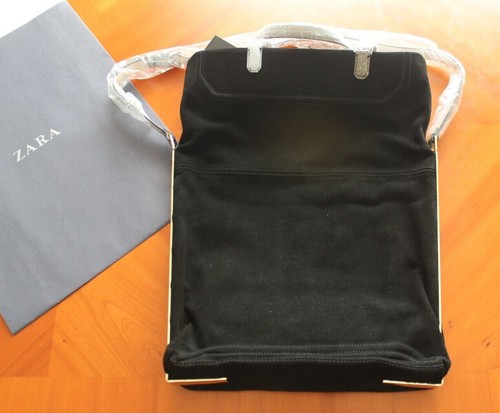 ZARA WOMAN GENUINE LEATHER SHOPPER TOTE BAG BLACK GOLD 4300/304 | NEW | SOLD OUT - Picture 2 of 7