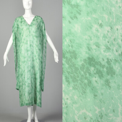 S Givenchy Nouvelle Boutique Kaftan 1970s Green Silk Chiffon
