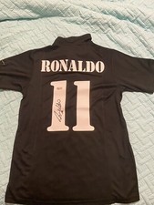 Rare Ronaldo Nazario Signed Real Madrid Black Adidas Away Jersey - Beckett COA