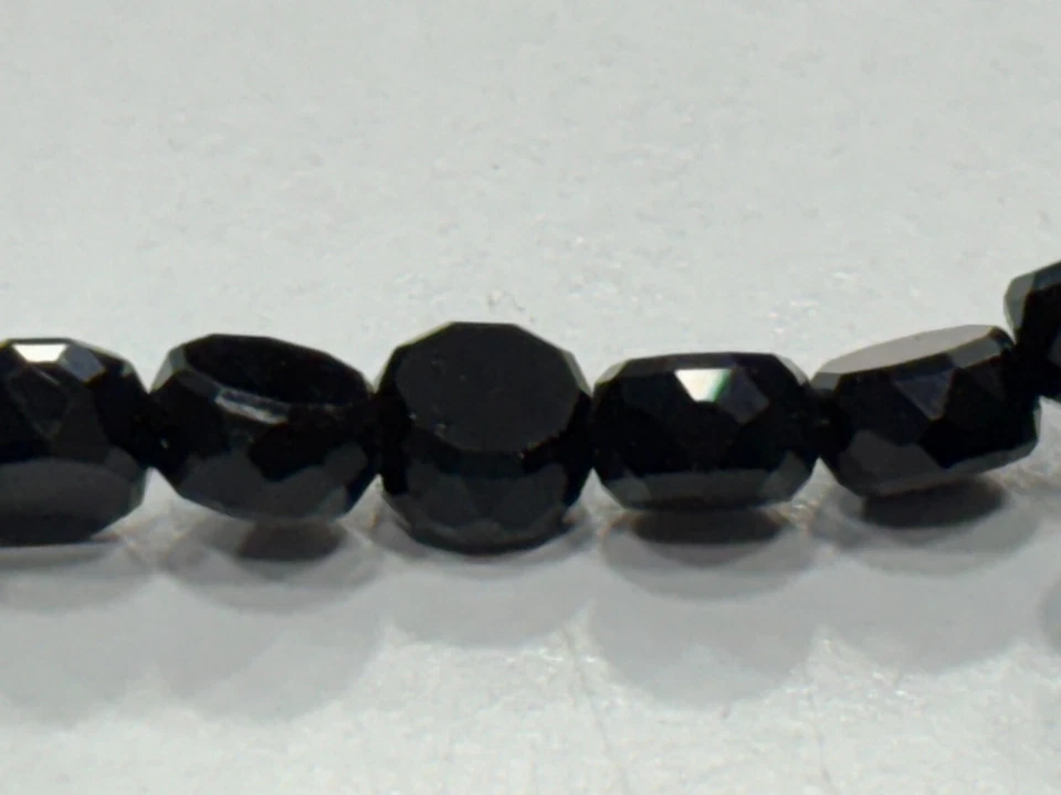 Moneda de ónix negro facetada cuentas de piedras preciosas de 5,5-6 mm 12,5 pulgadas Foto 4 de 4