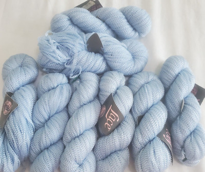 8 Skein Lot LACE Knitting Yarn Light Blue 84% Rayon 16% Polyamid