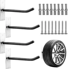 CARTMAN Heavy Duty Steel Garage Wall Mount Tire Wheel Storage Rack Pack of 4