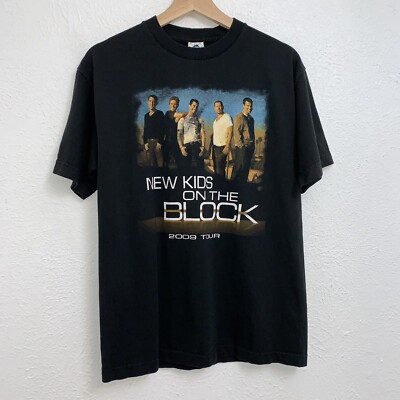 New Kids On The Block The Block 2009 Tour Tee Black T-Shirt Double Sides Sz Med.