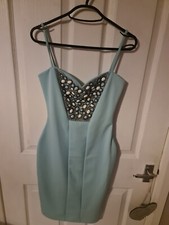 Light Blue gem Embellished fitted bodycon dress with sweetheart Neckline Size 10