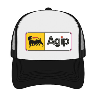 Agip Oil Company Black White Trucker Hat Cap Adult Size